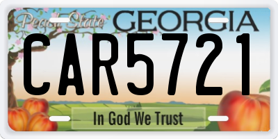 GA license plate CAR5721