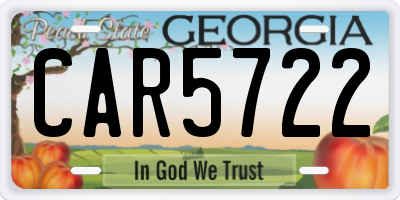 GA license plate CAR5722