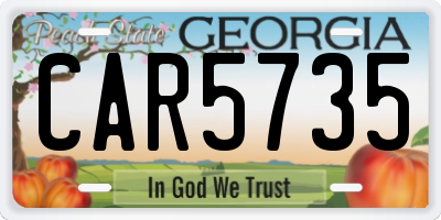 GA license plate CAR5735