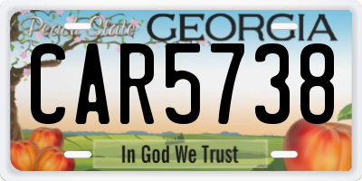 GA license plate CAR5738