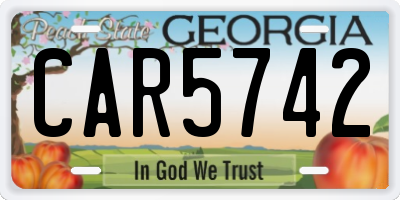 GA license plate CAR5742