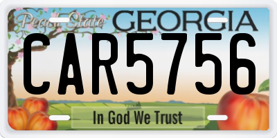 GA license plate CAR5756