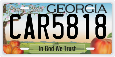 GA license plate CAR5818