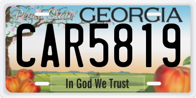 GA license plate CAR5819