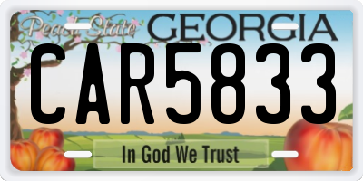 GA license plate CAR5833