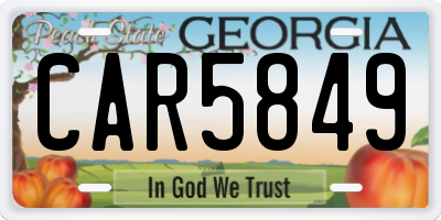 GA license plate CAR5849