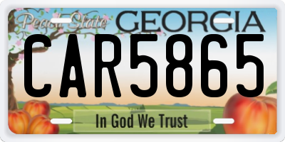 GA license plate CAR5865