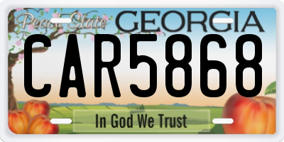 GA license plate CAR5868