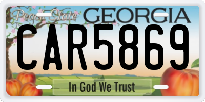 GA license plate CAR5869