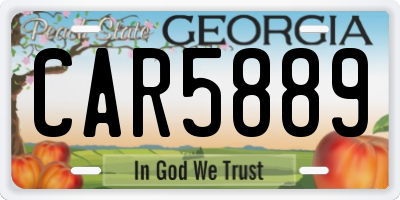 GA license plate CAR5889