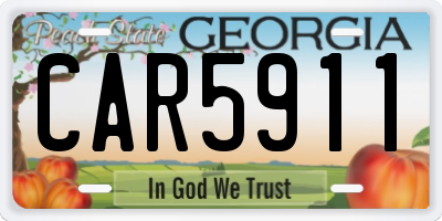 GA license plate CAR5911