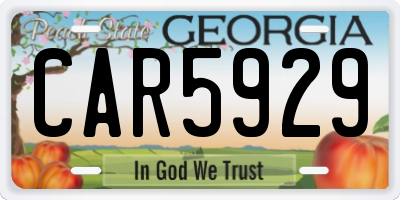 GA license plate CAR5929