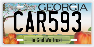 GA license plate CAR593