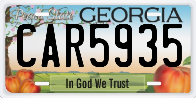 GA license plate CAR5935