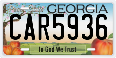 GA license plate CAR5936