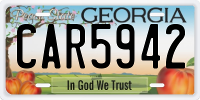 GA license plate CAR5942