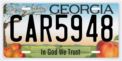 GA license plate CAR5948