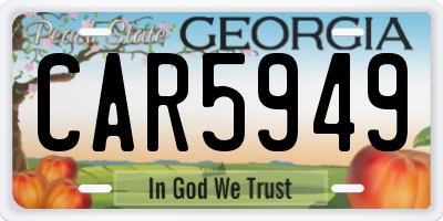 GA license plate CAR5949