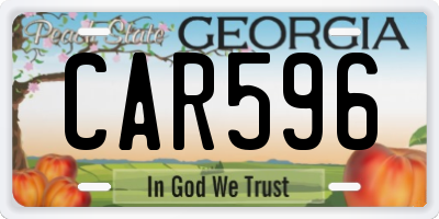 GA license plate CAR596