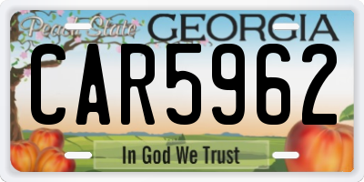 GA license plate CAR5962