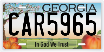 GA license plate CAR5965