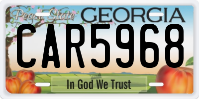 GA license plate CAR5968