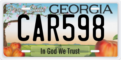 GA license plate CAR598