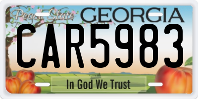 GA license plate CAR5983