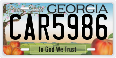 GA license plate CAR5986