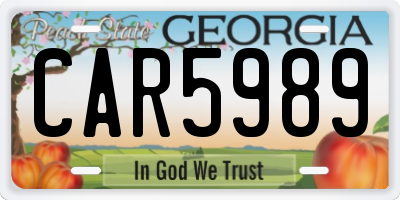 GA license plate CAR5989