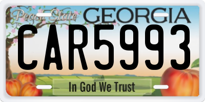 GA license plate CAR5993