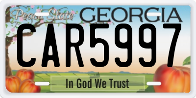 GA license plate CAR5997