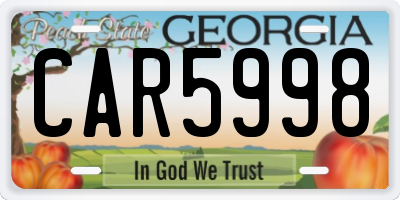 GA license plate CAR5998