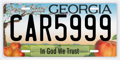 GA license plate CAR5999