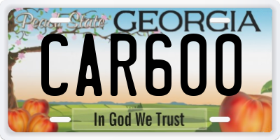 GA license plate CAR600