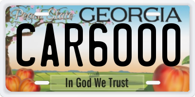 GA license plate CAR6000