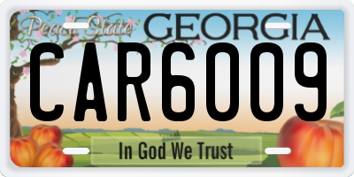 GA license plate CAR6009