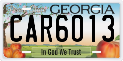 GA license plate CAR6013