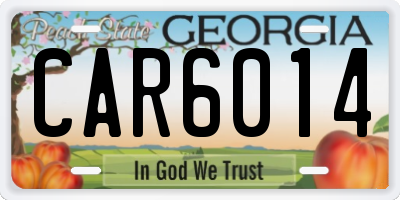 GA license plate CAR6014