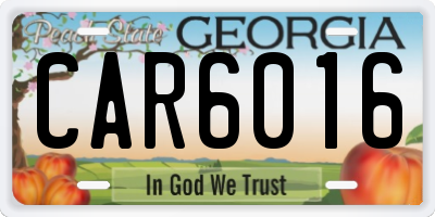 GA license plate CAR6016