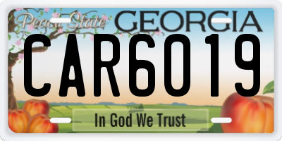 GA license plate CAR6019