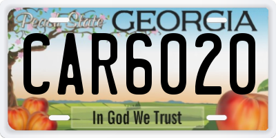 GA license plate CAR6020