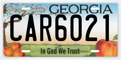 GA license plate CAR6021