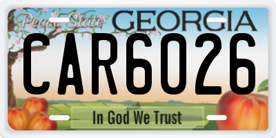 GA license plate CAR6026