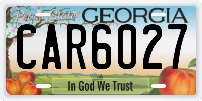 GA license plate CAR6027