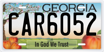 GA license plate CAR6052