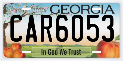 GA license plate CAR6053