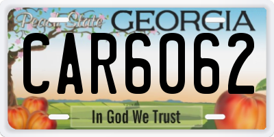 GA license plate CAR6062