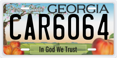 GA license plate CAR6064