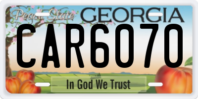 GA license plate CAR6070